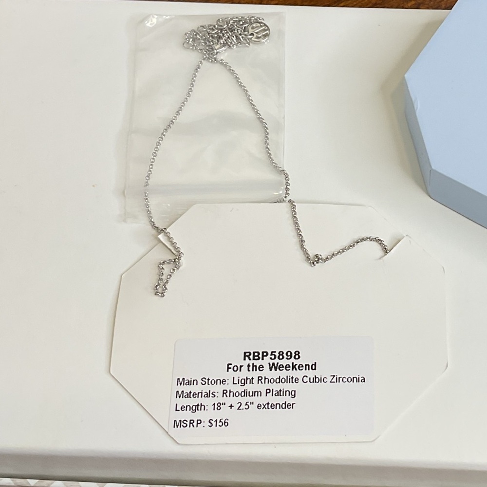 Bomb Party Necklace For The Weekend Light Rhodolite CZ Rhodium Plating - Picture 2 of 4